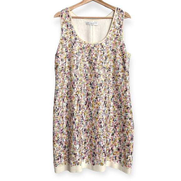 Trina Turk 100% Silk Rainbow Sequin Scoop Neck Sleeveless Mini Dress Women's 10 - Picture 1 of 10